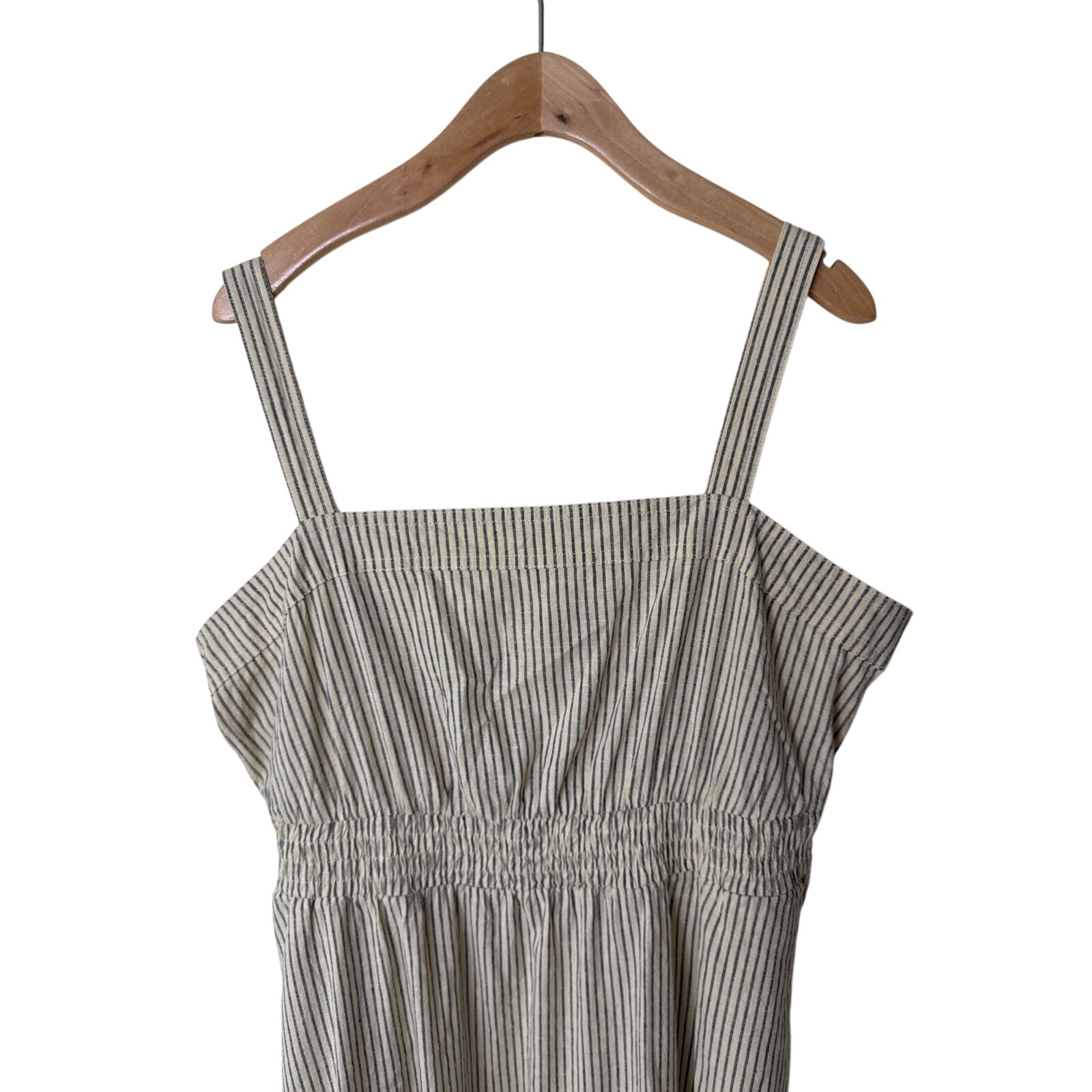 Toad & Co Taj Hemp Tiered Midi Dress Barley Railroad Stripe Size Large Nwt — image 5 of 7